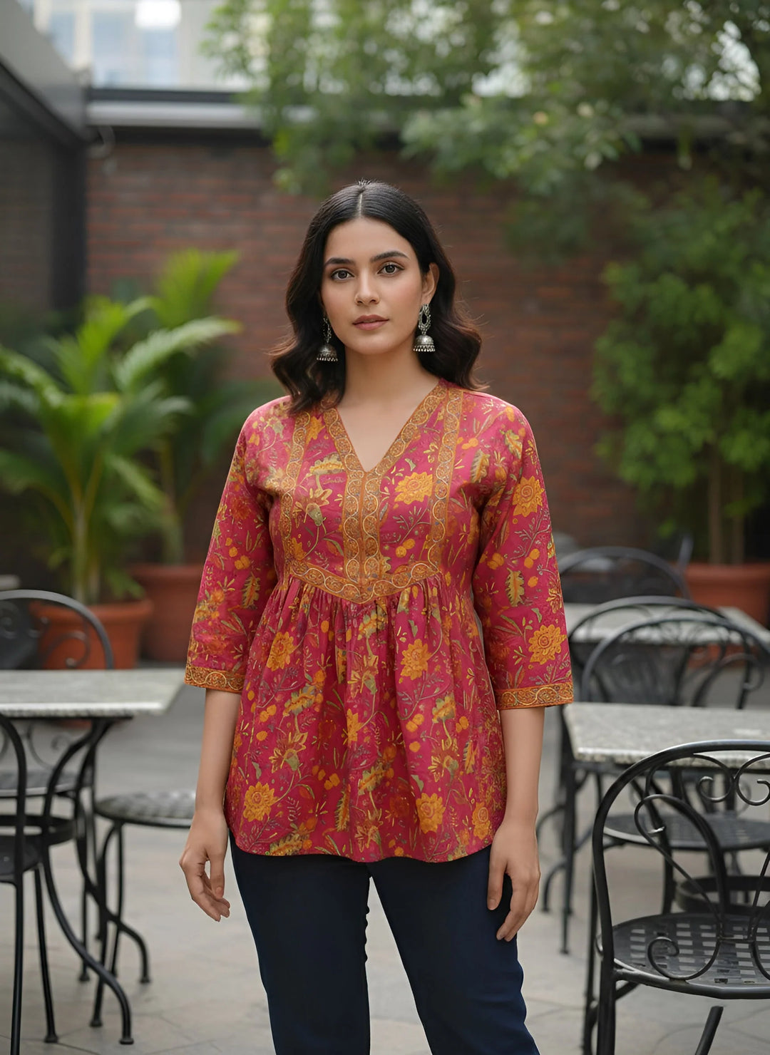 Pink Printed Peplum