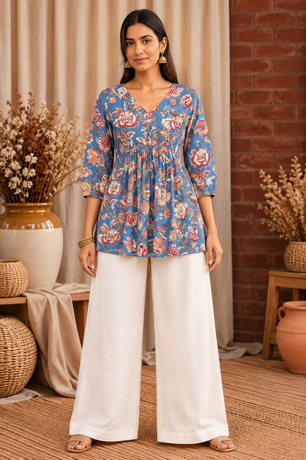 Sapphire Bloom Peplum Top