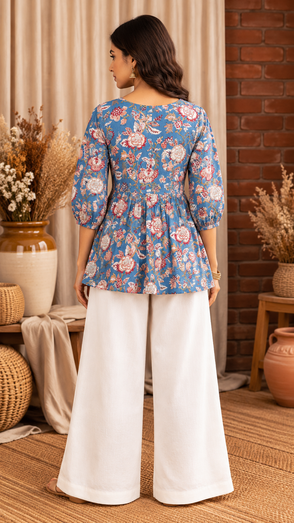 Sapphire Bloom Peplum Top