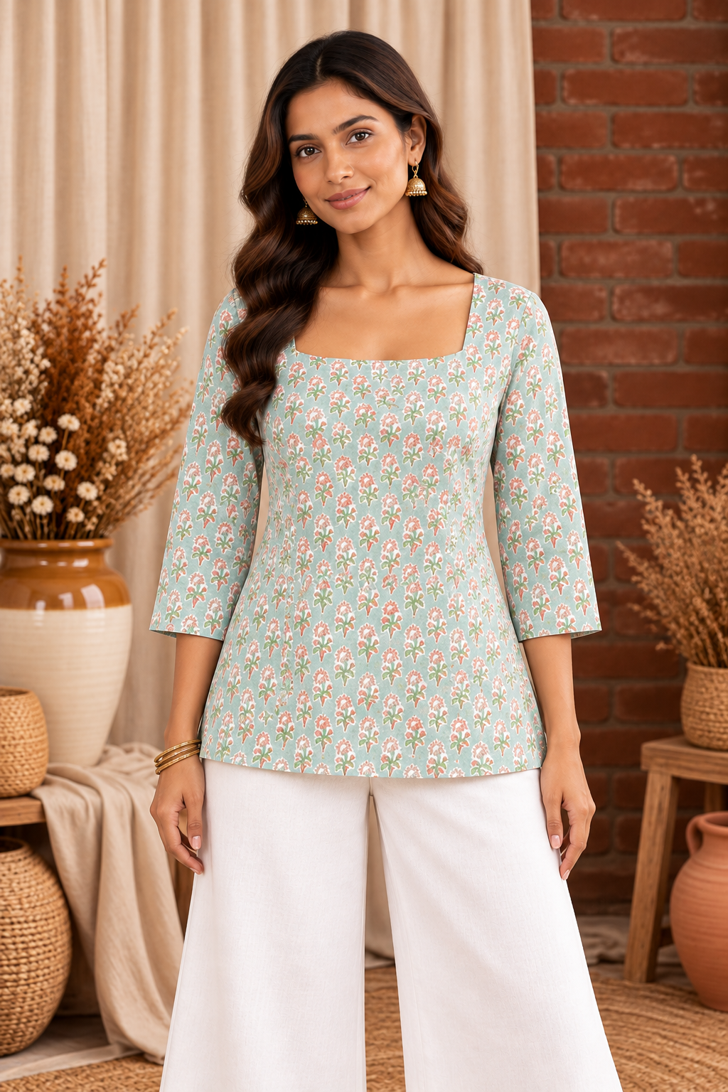 Mint Jasmine 3/4 Sleeve Top