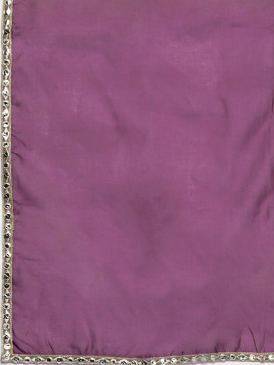Purple Yoke Design Kurta with Trousers & Dupatta