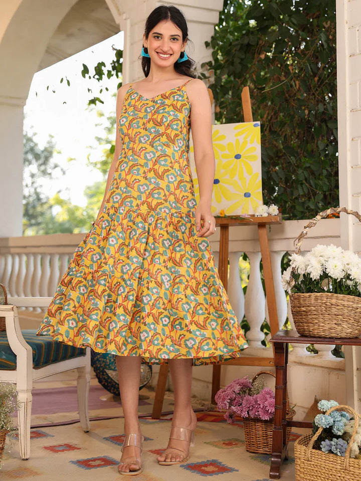 Ethnic Dress in Custard Flora