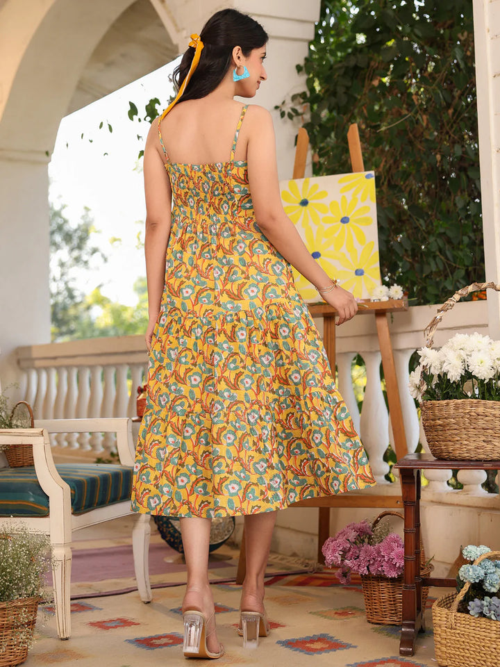 Ethnic Dress in Custard Flora