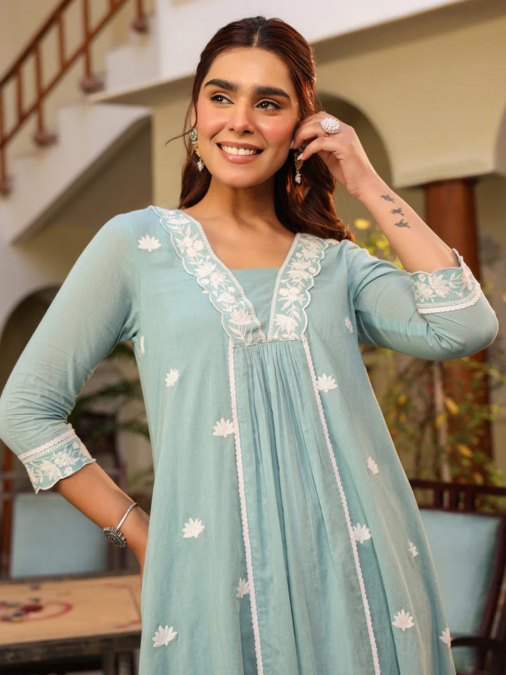 Mint Barfi Cotton Kurta set