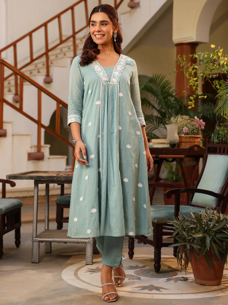 Mint Barfi Cotton Kurta set