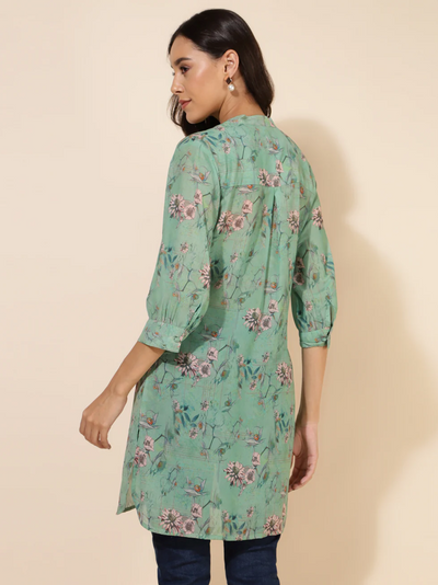 Light Green Georgette Floral Printed Regular Tunic