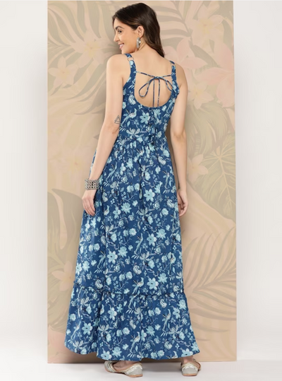 Floral Printed Fit & Flare Maxi Dress