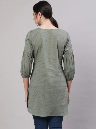 Straight Tunic With Three Quarter Sleeves