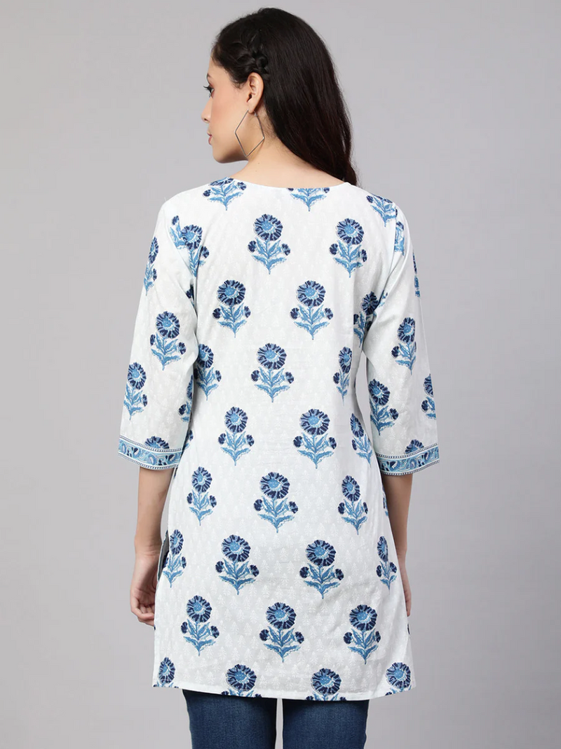 Floral Printed Notched Neck Tunic