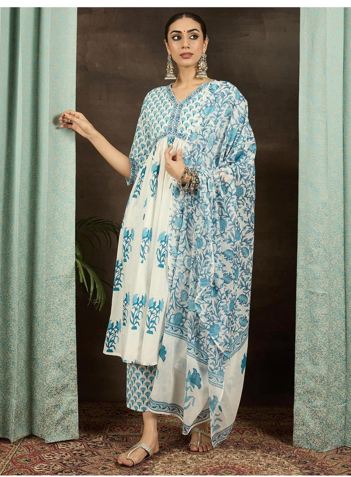 Palkova Blues Cotton Kurta Set