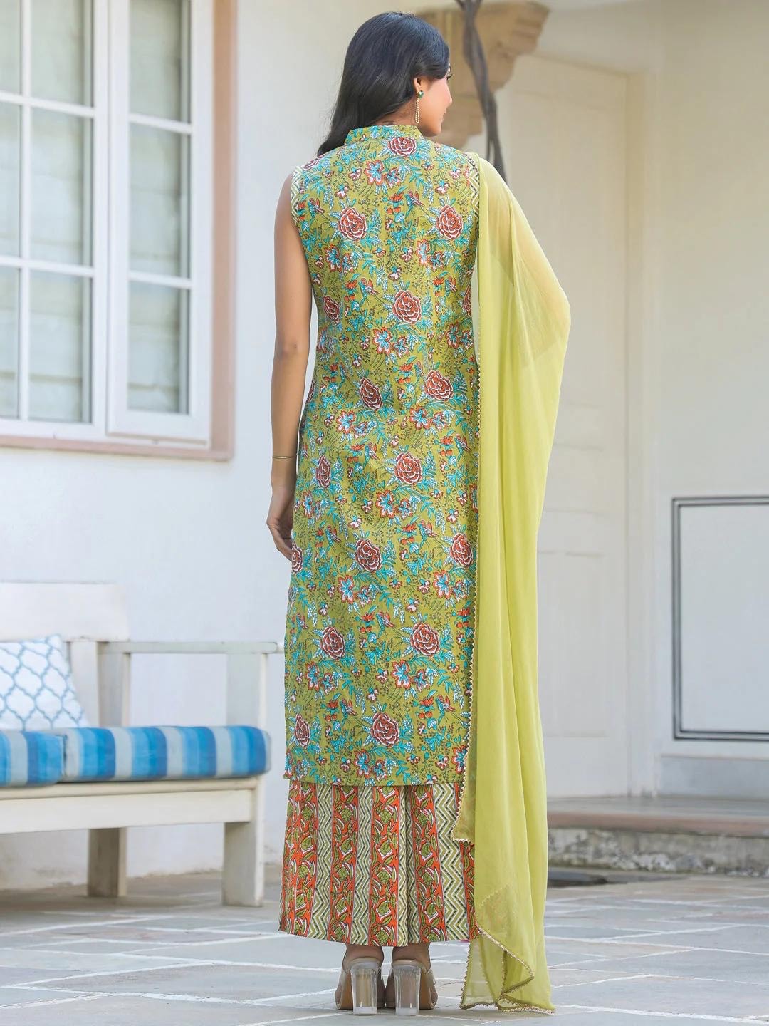 Citrus Falooda Cotton Kurta Set