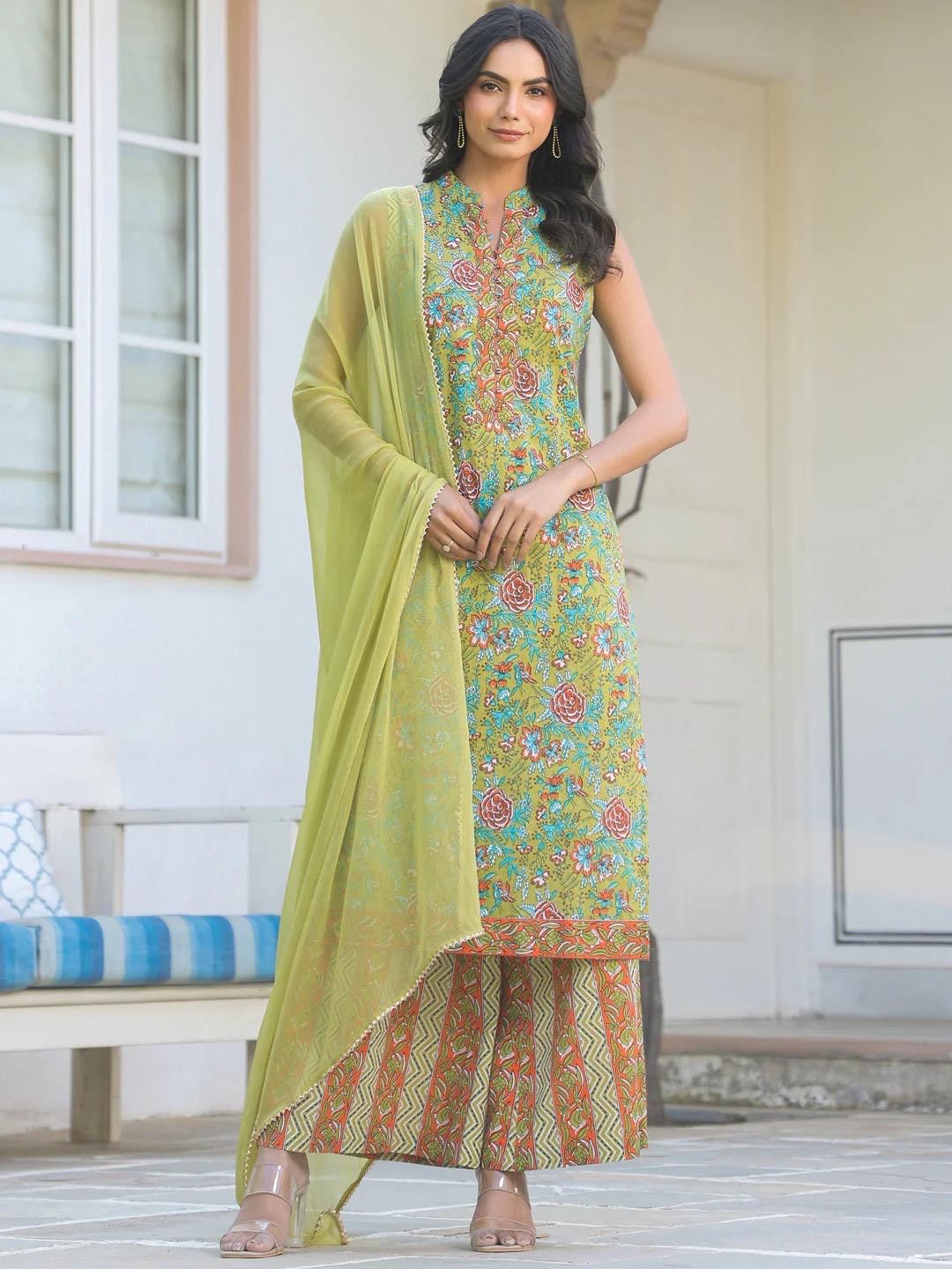 Citrus Falooda Cotton Kurta Set